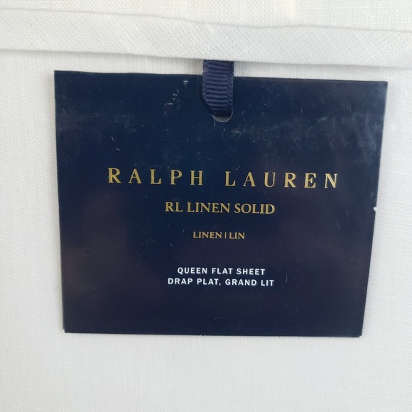 Ralph Lauren Linen Queen Flat Sheet Solid Alabaster White NEW Flat Sheet Only - Picture 2 of 6